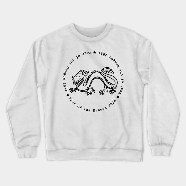 Year of the Dragon 2024 in Black Crewneck Sweatshirt by ellenhenryart